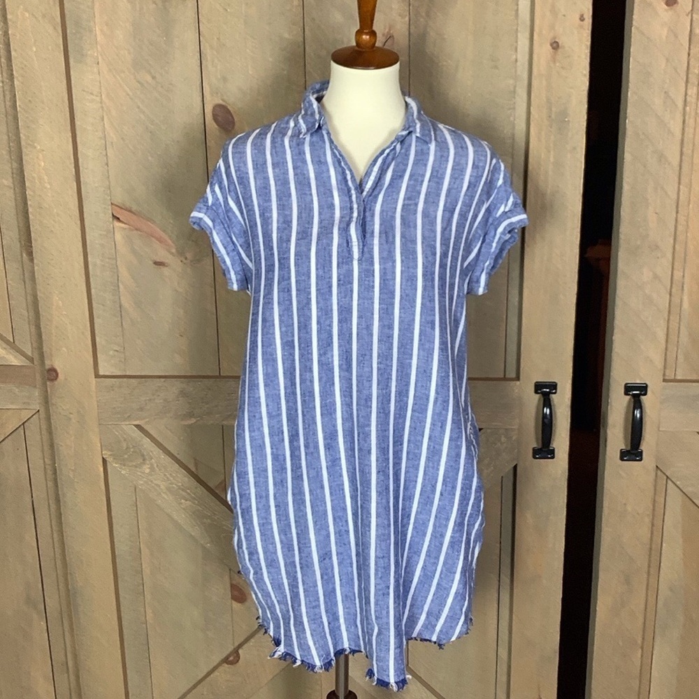 beachlunchlounge Striped Blue and White Mini Dress - Picture 4 of 15